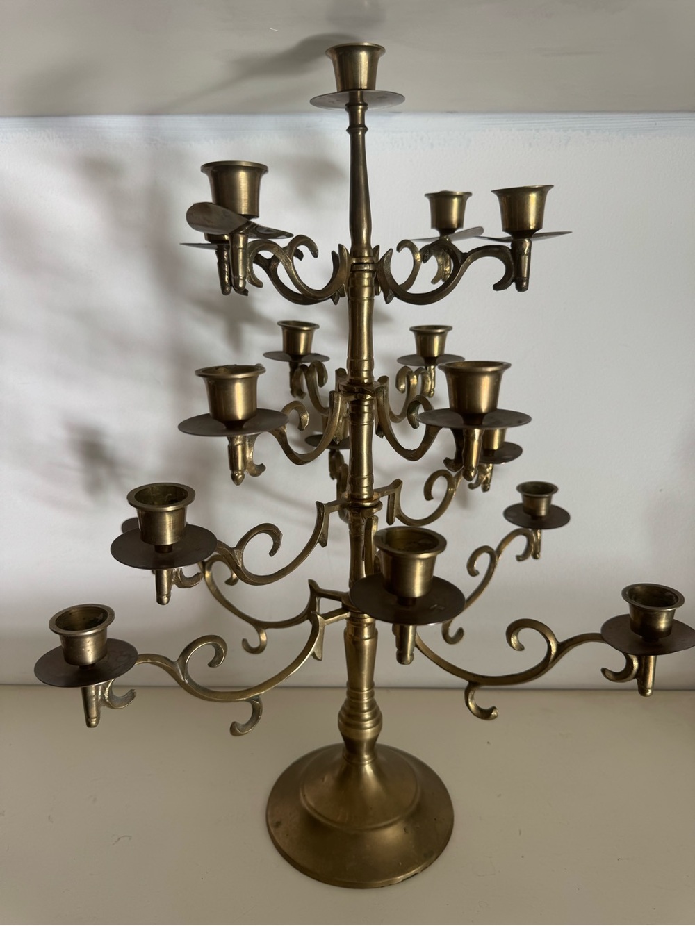 Vintage Brass Candelabra 16 arms 17 candles heavy brass candles holder